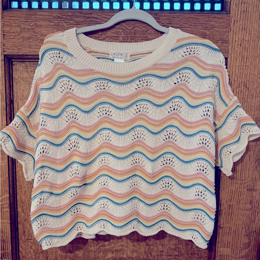 L space make waves rainbow sweater top XS